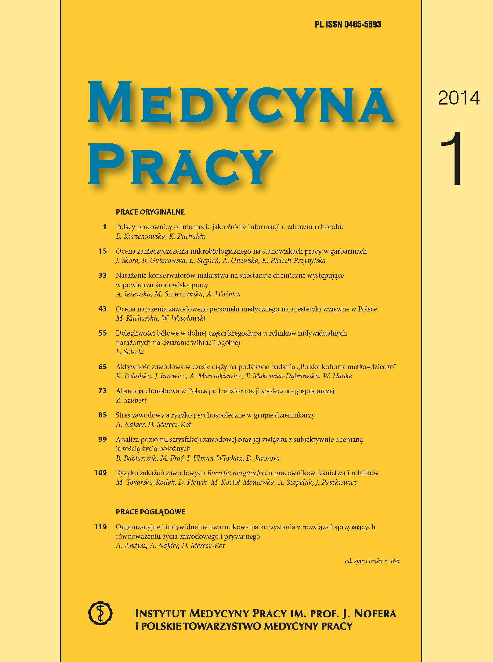 Medycyna Pracy. Workers’ Health And Safety